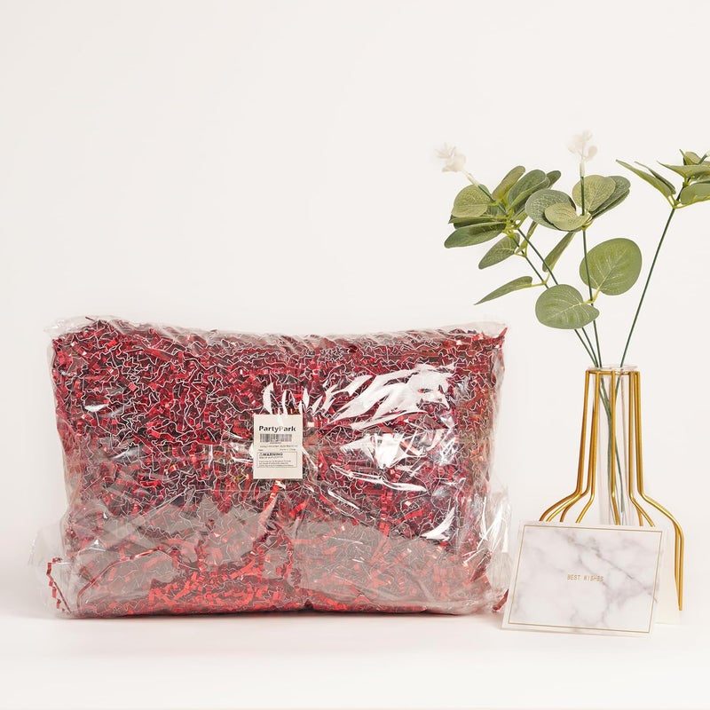 Bobobag - 1LB Crinkle Cut Paper Shred Filler Recyclable Gift Wrap Confetti Raffia Grass Shiny Shred Paper for Easter Baskets Filler Creative Eggs Decor (Red) - Image 5